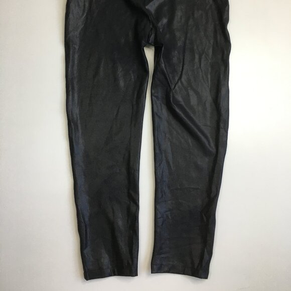 SPANX Black Textured Coated Shaping Slimming Pull On Cropped/Ankle Leggings - Picture 9 of 13